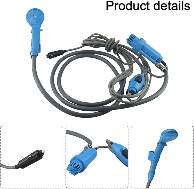 12V Portable Camping Shower Electric Pump With Adjustable Pressure For Outdoor Hiking Travel Car Wash And Gardening