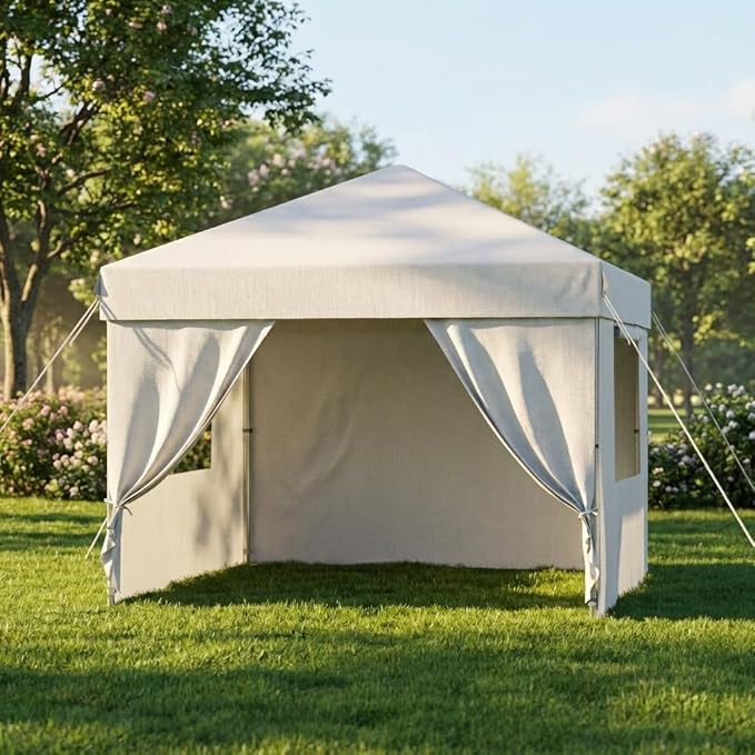 Pop Up Canopy Tent 10x10 Gazebo with 4 Removable Sidewalls Heavy Duty Outdoor Canopy for Patio Waterproof Instant Shelter for Parties &amp Camping White