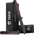 TEKTO F2 Bravo Folding Pocket Knife - D2 Steel Blade Ceramic Ball Bearings - EDC - Snap Swift Flip for Camping Backpacking - 2.4oz (68g) Forged Ember Handle Black Titanium Accents