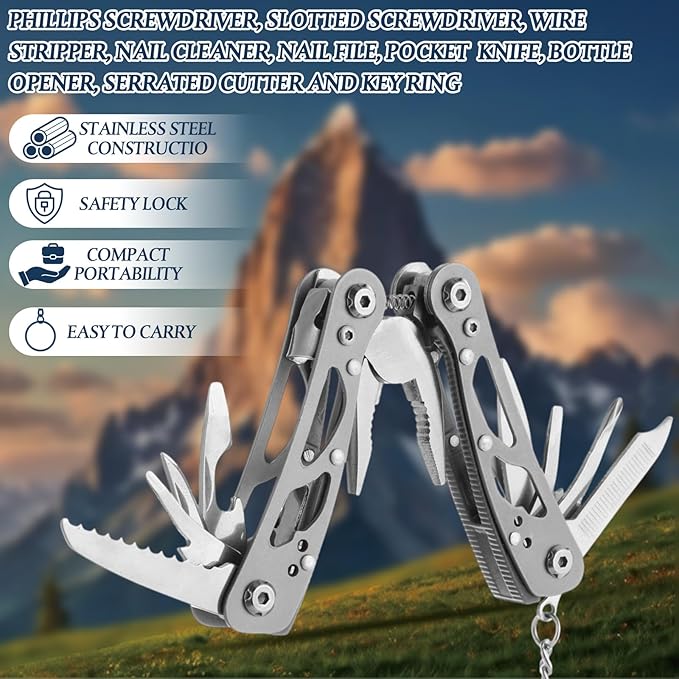 6 Pack Father's Day Mini Multitool Pliers Gifts with Man of God Cards for Men Him Dad Boyfriend Small Multitool Pocket Pliers Stainless Steel Mini Plier Man of God Gifts Father's Day Gift