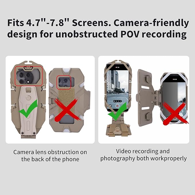 Tactical Gear Plate Carrier Vest Accessories 90° Rotating MOLLE Phone Holder for 4.7-7.8 Screens Foldable Tactical Phone Chest Mount Holder for Police &amp Airsoft Gear