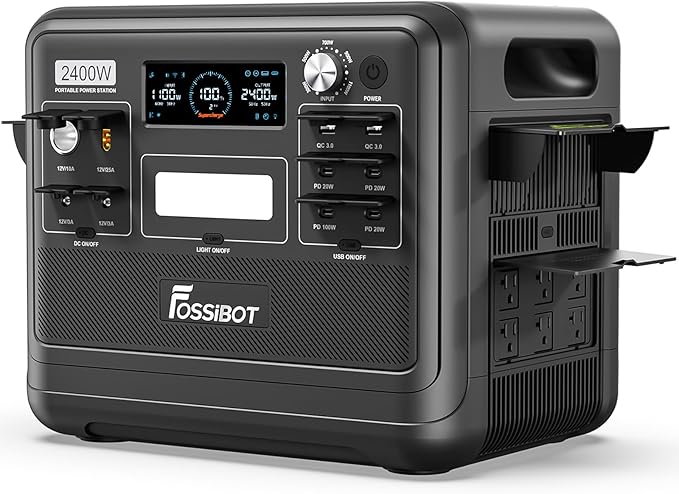 FOSSiBOT F2400 Portable Power Station 2400W 2048Wh LiFePO4 Battery Solar Generator 2H Fast Charging for Home Backup Outdoor Camping RV Emergency F2400 Pro