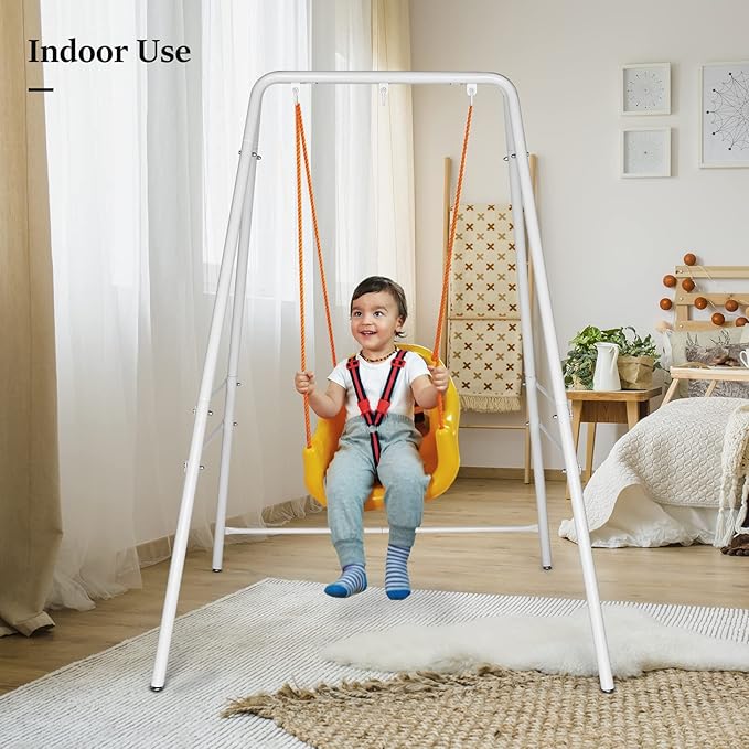ONCLOUD Outdoor Hanging Chair Stand Heavy-Duty 450 LBS Support Outdoor Hammock Chair Stand for Patio Garden and Backyard White