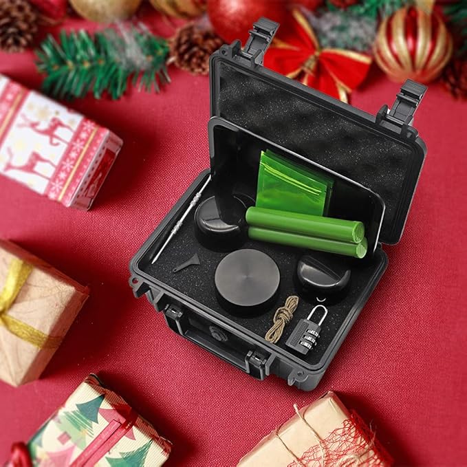 Vakuny Smell Proof Storage Box - ABS Plastic Storage Container with Lock - Portable Waterproof Box - Black Padded Storage Box - 14 Piece Accessories Kit Set Suit for Travel Gifts