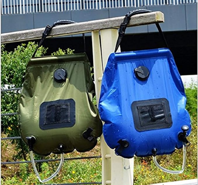 5-Gallon PVC Folding Portable Solar Shower Bag 20L Water Bag for Outdoor Camping Shower Bathing Bag with Thermometer