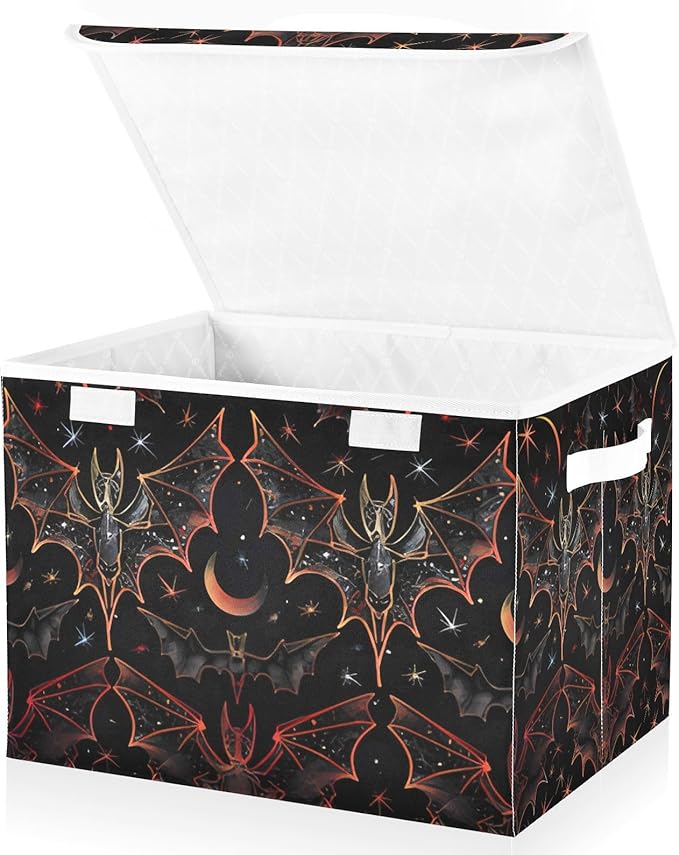 senya Halloween Baskets Collapsible Storage Bins with Lids Goth Bat Star Storage Boxes Clothes Baskets for Organizing B06D22020