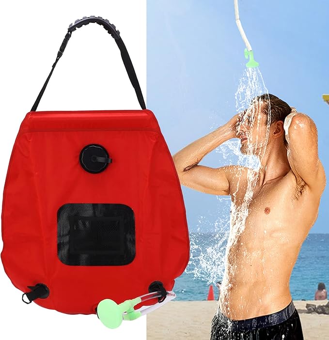 20L Folding Solar Heated Shower Bath Bags with Hose Shower Head Faucet for Camping Hiking