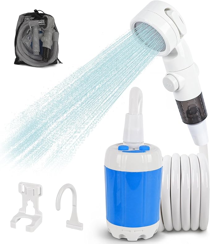 Portable Camping Shower Outdoor Shower Kit Hose Spray Gun &amp Folding Bucket Rechargeable Battery Powered Portable Shower for Camping Hiking BeachRVPet Cleaning &amp Road Trips