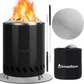 9.7 x 7.1 Inch Tabletop Fire Pit by AmazStove Low Smoke Camping Stove for Outdoor Safe Burning Firepits Fueled Pellets or Wood Travel Bag Included (Black 9.7 x 7.1 INCH)