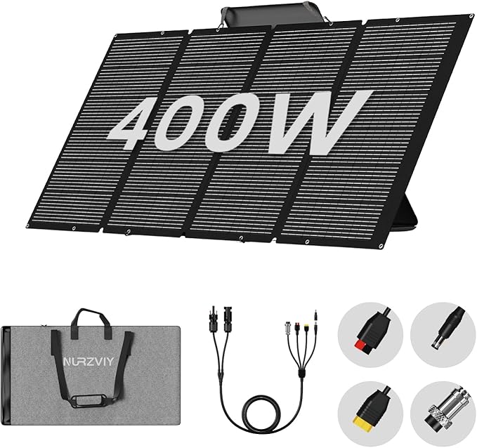400 Watts Foldable Solar Panel Luggable &amp Durable Portable 400W Solar Charger Complete with Adjustable Stand Case 40V Waterproof for Off-Grid Camping RV/Campervan Solar Generator