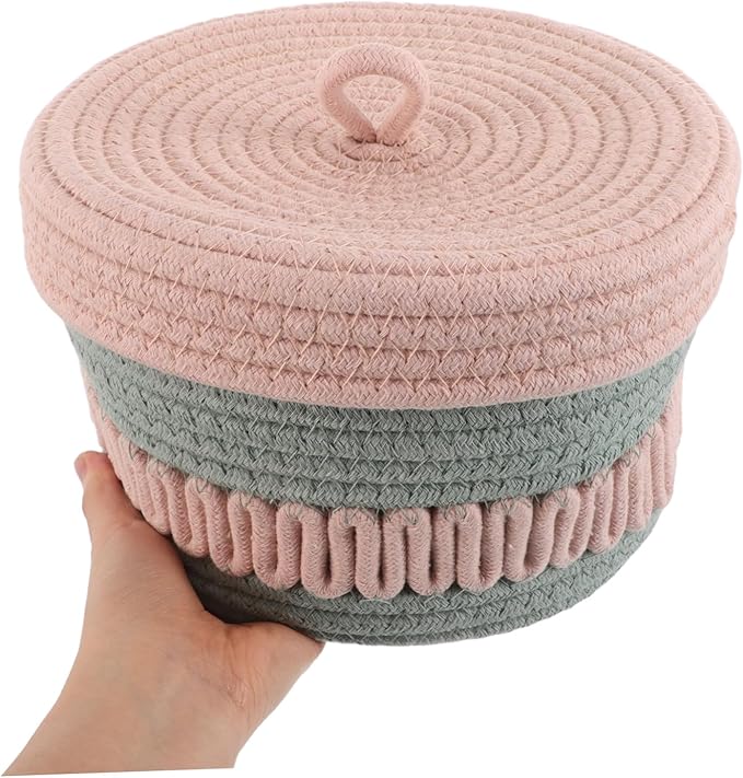 KOMBIUDA 001g Cotton Rope Storage Basket Lid Multi-purpose Woven Organizer for Toys Nursery Supplies and Home Decor Elegant Design for Efficient Organization