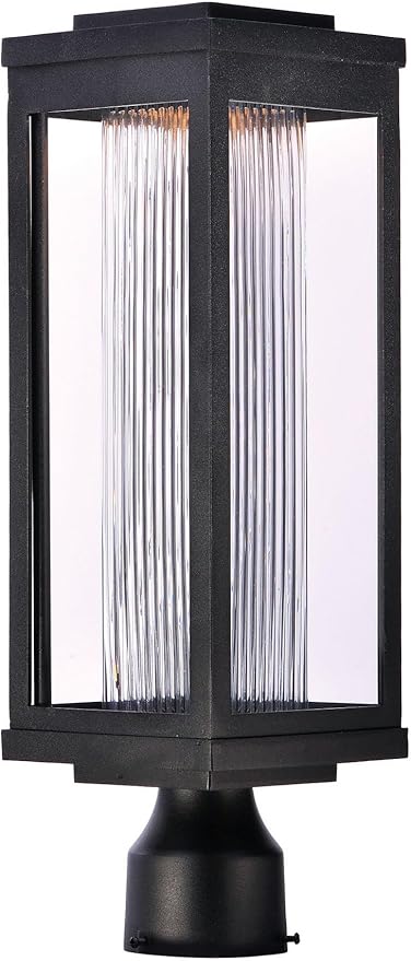 Maxim Salon-12W 1 LED Outdoor Post Mount-6 Inches Wide by 19.5 inches high-Black Finish-Bubble Glass Color