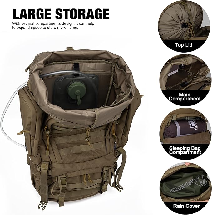 Mardingtop 60L Military Internal Frame Backpack for HikingCampingHuntingRucksack Backpack with Rain Cover