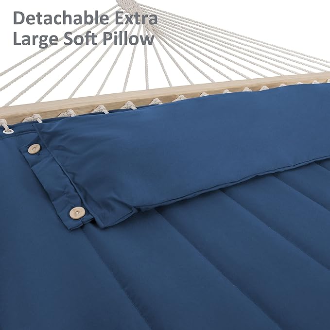 SUNCREAT Extra Large Hammocks for Outside Heavy Duty Hammocks with Stands Included Navy