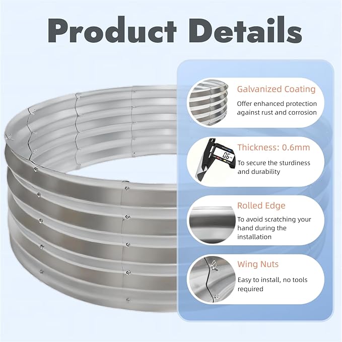 36 Inch Round Fire Pit Ring Heavy-Duty Galvanized Steel Fire Ring for Outdoor Bonfires Backyard &amp Camping Rust-Resistant &amp Easy Assembly (3×3×1 FT)