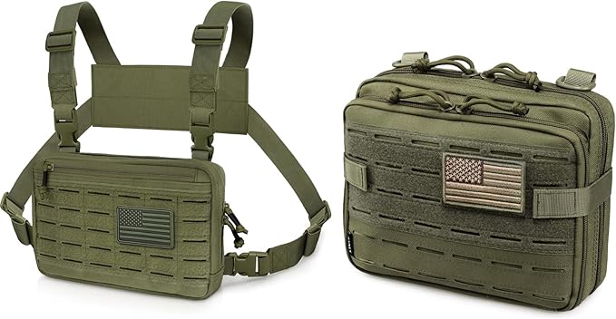 WYNEX Tactical Chest Rig Bag Molle Chest Pouch Utility Recon Kit Pack Bag EDC Pouch Running WYNEX Tactical Molle Admin Pouch of Laser Cut Design Utility Pouch