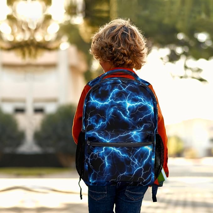 Boys Backpack Lightning Design School Backpack for Boys Student Bookbag Lightweight Large Capacity for Elementary Middle School Teen Boys Back to School Travel Daypack 17.32 x 12.59 Inch