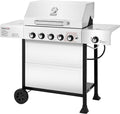 Royal Gourmet GA5401T 5-Burner BBQ Liquid Propane Gas Grill with Side Burner Stainless Steel 61000 BTU Output for Patio Garden Picnic Backyard Cooking Silver