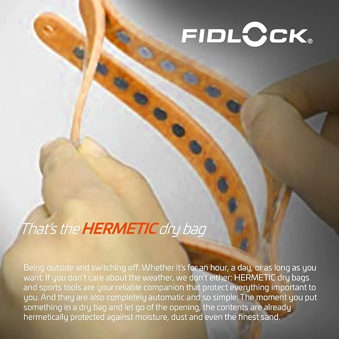 FIDLOCK Hermetic Dry Bag Flexible Magnetic Self-Sealing Bag for Cellphone | 100% Water &amp Sand Proof | Practical Size with a Large Opening | Lanyard Included | Multi | Transparent Petrol