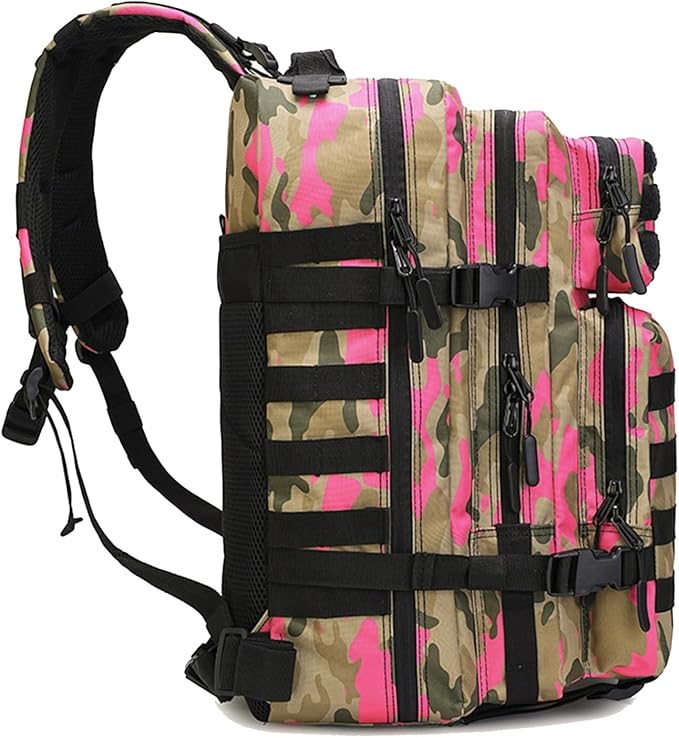 45L Military Tactical Backpack for Men &amp Women Bug Out Bag Assault pack Molle Daypack Hiking Trekking Rucksack(Camouflage Pink)
