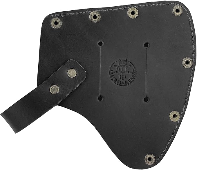 Camper Axe Head Sheath Protector Case Hatchet Blade Safety Sleeve Camping Accessories Lumberjack Outdoors Essentials Full Grain Leather Handmade Charcoal Black