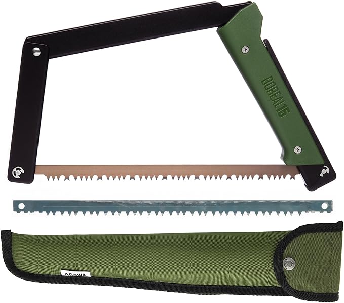 AGAWA - BOREAL15 Tripper Kit - Includes 15 Folding Saw Nylon Carrying Case 15 All-Purpose &amp 15 Aggressive Blade - For Camping Hiking &amp Survival Gear (Black Frame/Green Handle)