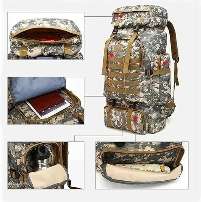 Compatible For 80L/100L Mountaineering Bag Climb Tactical Backpacks Large Backpack Outdoors Hiking(Desert Camo (80L))