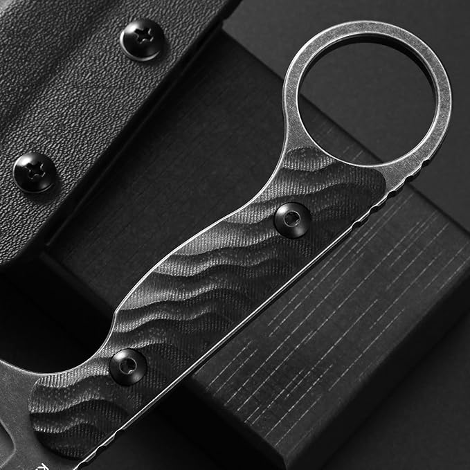 C1341 Fixed Blade Knife K110 Black Stonewashed Steel Blade G10 Handle EDC Tool Knife for Outdoor Survival Hiking Camping(Black)