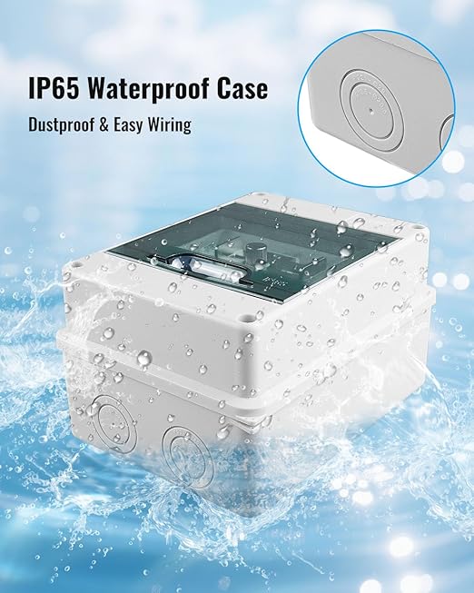 32A Dual Power Manual Transfer Switch Waterproof and Dustproof Distribution Box 2P Circuit Breaker and Slide Interlock Residential Industrial Generator Power Switching V-0 Flame-Retardant Case