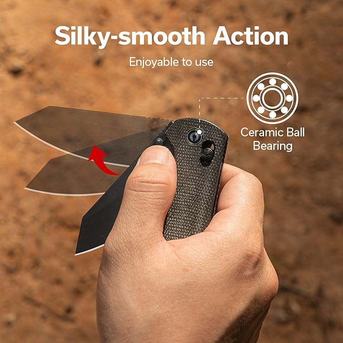 CIVIVI Yonder Folding Pocket Knife for EDC Crossbar Lock Knife with 2.88 14C28N Blade Micarta Handle Lightweight Knife Gifts for Men Women Camping Hiking Designed by Zac Whitmore C23073B-1