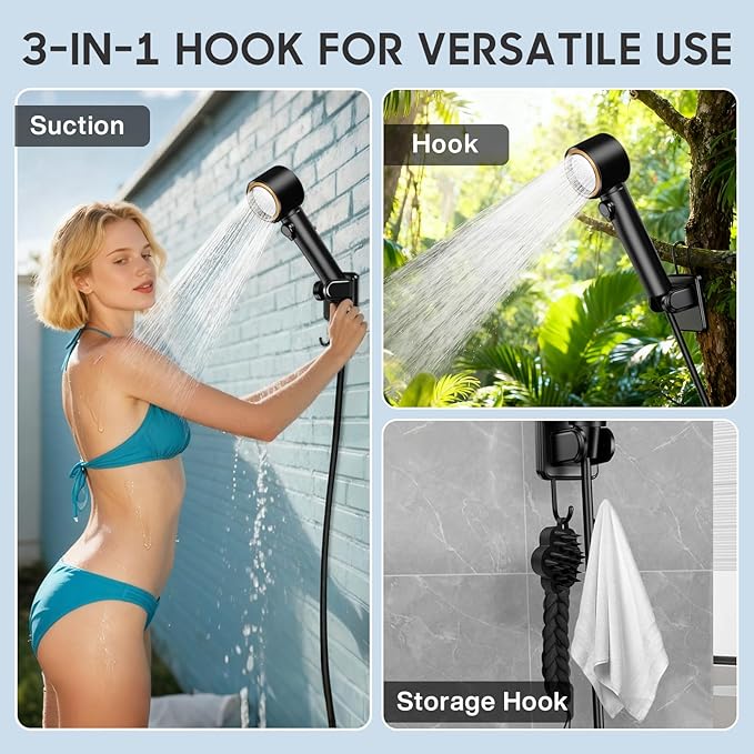 MIAOKE Upgrade Portable Camping Shower 7800mAh Outdoor Electric Shower Rechargeable Pump with Intelligent Digital Display Temperature Display Shower Head for Camping Hiking Traveling