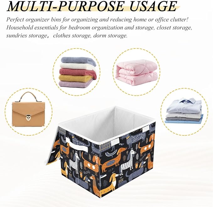 Dachshund Fabric Storage Bins with Lids and HandleFoldable Storage Bins with LidsCloset Organizers for Clothes Storage Room Organization Office Storage Chest Organizer