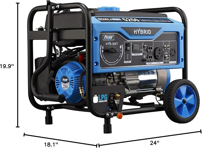 Pulsar 5250W Dual Fuel Portable Generator with Switch and Go Technology PG5250B