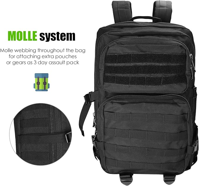 ProCase Tactical Backpack Bag 40L Large 3 Day Military Army Outdoor Assault Pack Rucksacks Carry Bag Backpacks