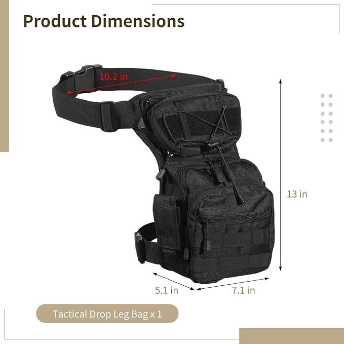 Tactical Drop Leg Backpack for Men Convertible Thigh Pouch with Adjustable Straps Multi-Use Outdoor Crossbody Bag for Adventure and Motorcycle