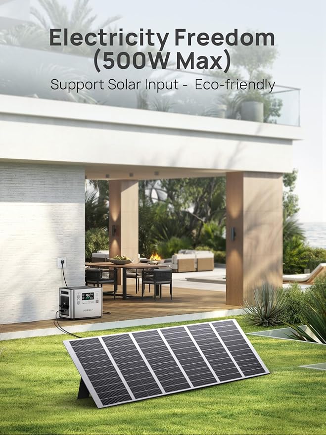 AFERIY P210 2400W Portable Power Station with 200W Solar Panel 2048Wh LiFePO4 Battery Backup with AC &amp Solar Charging Quiet Generator for Home Use Outdoor Camping RV Emergency Power Supply