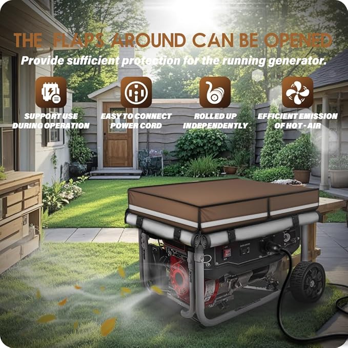 2025 Upgrade 900D+210D Heavy Duty Thicken Fabric. GUYISS Generator Covers While Running. 32L×24W×24H Top Can Be Opened for Refueling Compatible with 4500W-10000W Frame Generator Coffee.