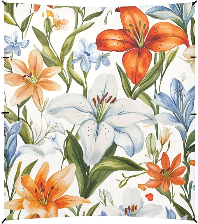 ALAZA Floral Lily Wildflowers Watercolor Beach Tent Sun Shelter Portable Canopy Sunshade for Outdoor Camping Picnics Backyard Fun 10x9 ft