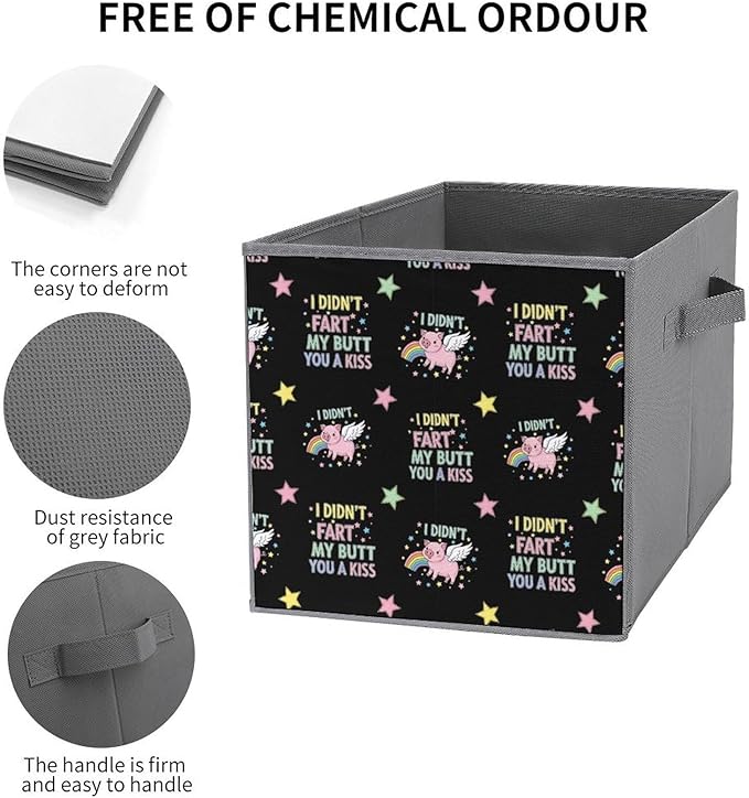 Durable Foldable Storage Boxes I Didnt My Blew You A Kiss Cute Pig Multi-Use Collapsible Bins for Closet Office Efficient Storage System