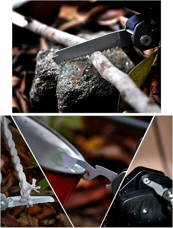Multitool Pliers with Safety Lock Portable Stainless Steel Pliers Folding Knife Saw EDC Multi Tool for Outdoor Camping Fishing Hiking Man's Gift