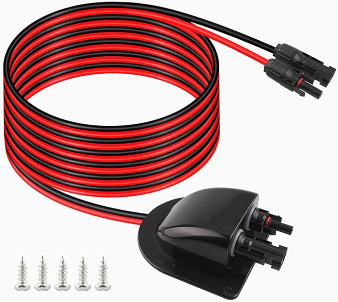 Solar Cable Entry Gland with 10Ft 10AWG Solar Extension CableThrough RV Roof Solar Entry Housing mc4 for Waterproof Solar Junction Box on RvBoatCamperVan