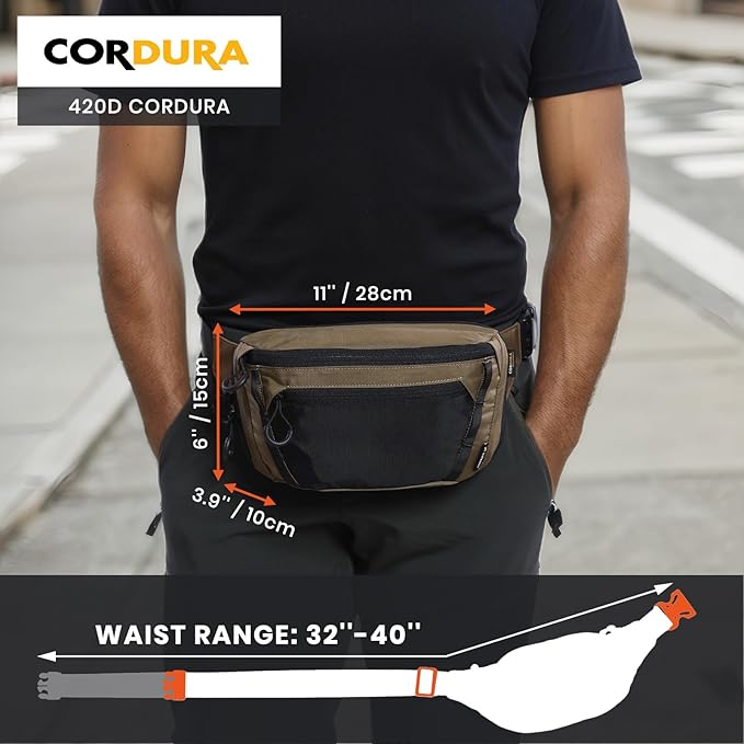 Tactical CCW Fanny Bag Concealed Carry Fanny Pack w/Adjustable Waist Belt Tactical Waist Bag Handgun Pouch with Universal Pistol Holster Everyday Hip Pack for Men Travel Outdoor(Brown)