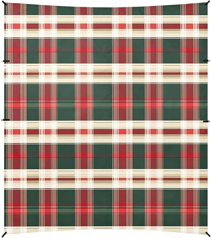 ALAZA Red Green and White Tartan Plaid Beach Tent Sun Shelter UPF50+ Protection Beach Shade Canopy w/ 4 Sandbags for Outdoor Camping Fishing Backyard Fun Picnic 10x9 ft