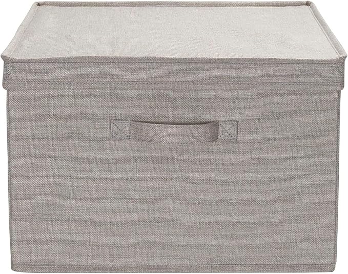 Household Essentials Jumbo Fabric Storage Bins 2 Pack Sturdy Sides and Reinforced Bottom Luxe Fabric Poly Linen Gray