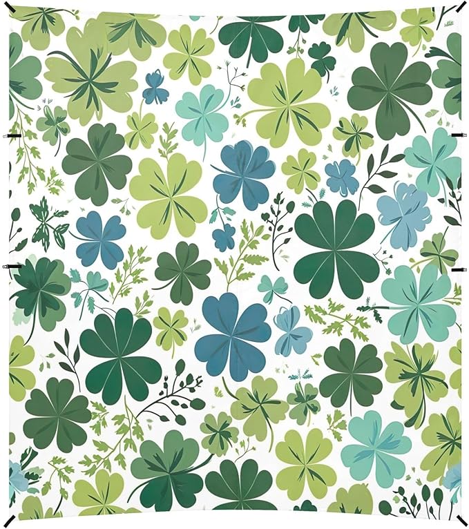 St Patrick's Shamrocks Pattern Beach Tent Sun Shelter Set UPF50+ UV Protection 10.5 x 9.19 FT Camping Shade Canopy with Sandbags Sand Anchors Carrying Bag and Others