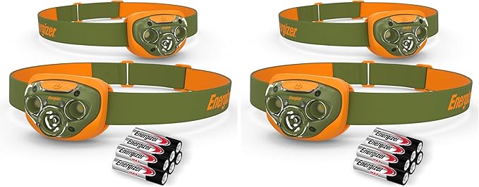 Energizer LED Headlamp PRO (4-Pack) IPX4 Water Resistant Headlamps High-Performance Head Light for Outdoors Camping Running Storm Survival LED Light for Emergencies (Batteries Included)