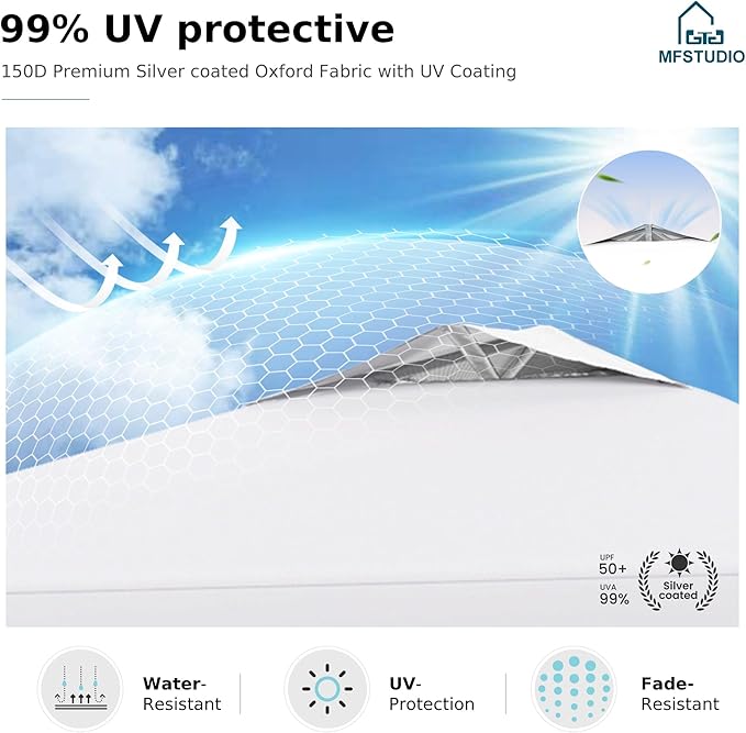 MFSTUDIO 10x10 Pop Up Canopy Tent Gazebo Shelter Sun Shade Canopies Waterproof Patio Portable Popup Tents for BeachPartiesCamping100 SqWhite