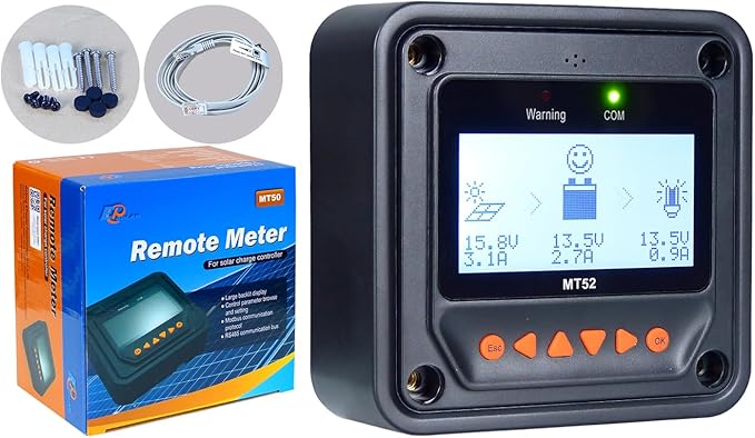MT-52 Remote Meter Only Suitable for EPEVER Brand Tracer-an/BN Series and Triron-N Xtra LS-B VS-BN eTracer iTracer Monitor and Set Parameter of Solar Charge Controller