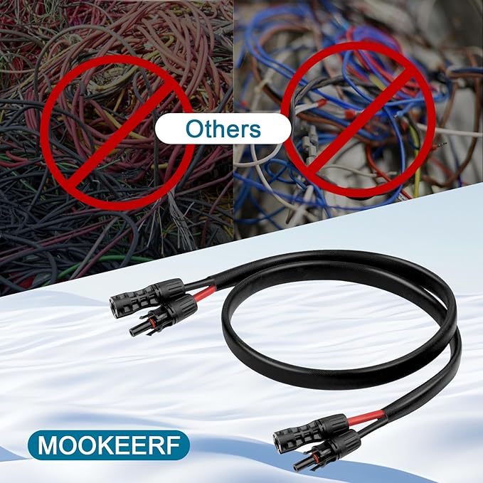Solar Panel Extension Cable - 8AWG 25FT Solar Wire with Female &amp Male Waterproof Connector Flame Retardant Protective Sleeving PV Wire for RV Photovoltaic Systems Home Boat Solar Panels Car