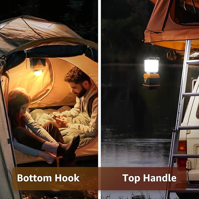 Lepro 1000LM Battery Powered LED Camping Lantern Orange Tent Light with 4 Light Modes Camping Essentials Waterproof Lantern Flashlight for Camping Emergency Light Power Outage Not Rechargeable